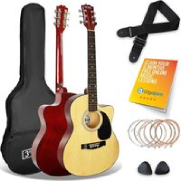 3RD AVENUE Full Size 4/4 Cutaway Acoustic Guitar Bundle - Natural