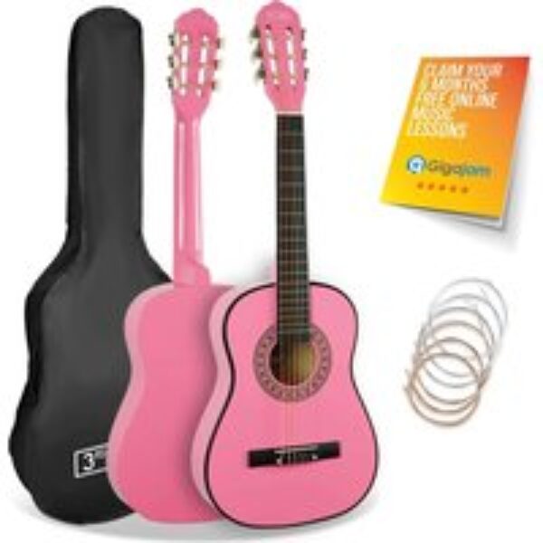 3RD AVENUE 1/2 Size Kids Classical Guitar Bundle - Pink