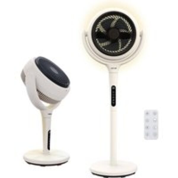 AIRCRAFT HOME LUME Quiet Air Circulator 8" Pedestal Fan - Stone White