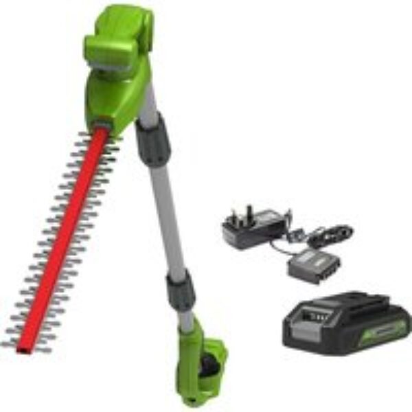 GREENWORKS GWG24PH51K2 Long Reach Cordless Hedge Trimmer - Black