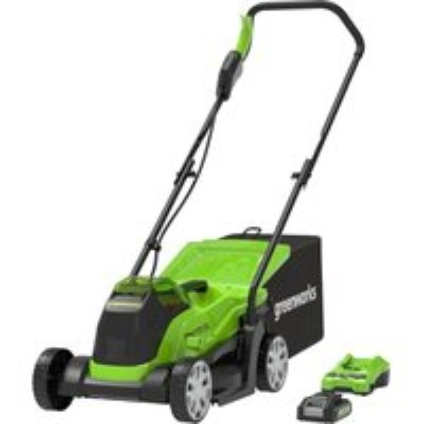 GREENWORKS GWGD24LM33K2 Cordless Rotary Lawn Mower with 1 Battery - Black & Green