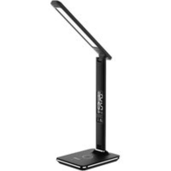 GROOV-E Ares LED Desk Lamp with Wireless Charging Pad & Clock - Black