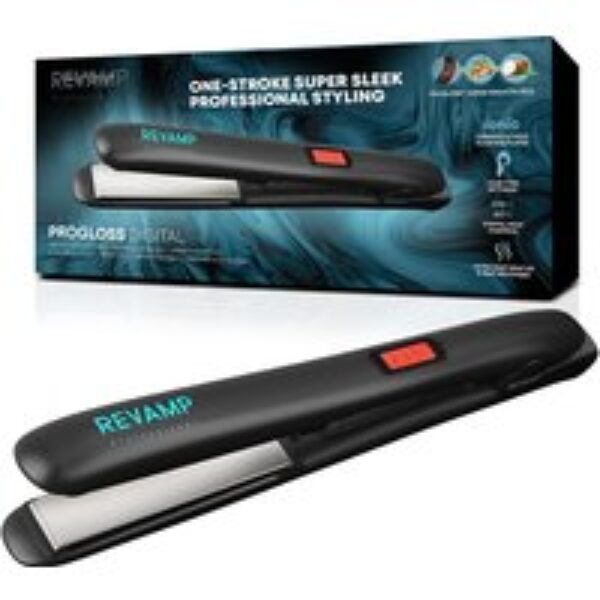 REVAMP Progloss Digital Ceramic Hair Straightener - Black