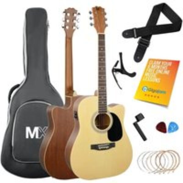 3RD AVENUE MX Cutaway Premium Electro-Acoustic Guitar Bundle - Natural