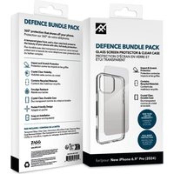 DEFENCE iPhone 16 Pro Max Case & Screen Protector Bundle - Clear