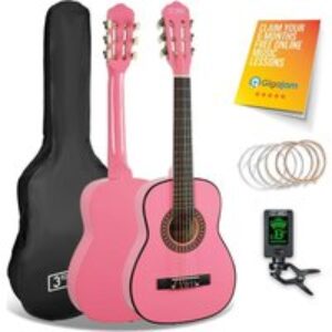 3Rd Avenue 1/4 Size Kids Classical Guitar Bundle - Pink