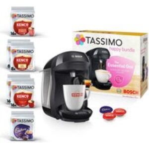 TASSIMO by Bosch Happy TAS1002GB7 Coffee Machine with Kenco & Cadbury drink starter bundle -  Black