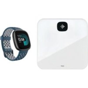 Fitbit Versa 4 Smart Watch Sports Pack & Aria Air Smart Scale Bundle - Black & White