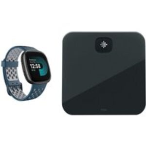 Fitbit Versa 4 Smart Watch Sports Pack & Aria Air Smart Scale Bundle - Black
