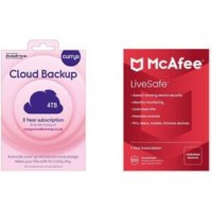 Mcafee LiveSafe (1 year for unlimited devices) & Cloud Backup (4 TB