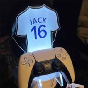 Personalised Neon Football Shirt Controller and Headset Gaming Station