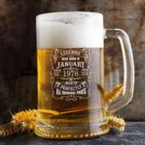 Personalised Legends Were Born Glass Beer Tankard
