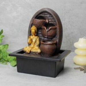 Golden Buddha Indoor Illuminated Water Fountain by Well Being