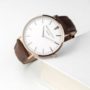 Personalised Men's Leather Watch - Brown