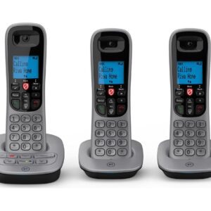 BT 7660 Cordless Phone - Triple Handsets, Silver & Black, Black,Silver/Grey