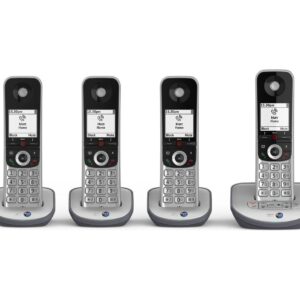 BT Advanced 1Z Cordless Phone - Quad Handsets, Black & Silver, Black,Silver/Grey
