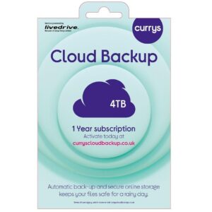 CURRYS Cloud Backup - 4 TB, 1 year