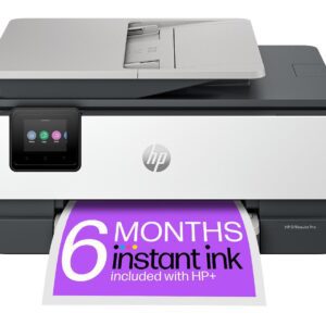 HP OfficeJet Pro 8134e All-in-One Wireless Inkjet Printer with Fax & Instant Ink with HP, White,Silver/Grey