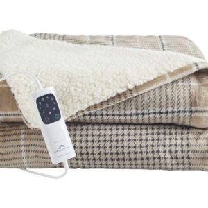 DREAMLAND Nap Time Electric Overblanket - Beige Tartan, 180 x 135 cm