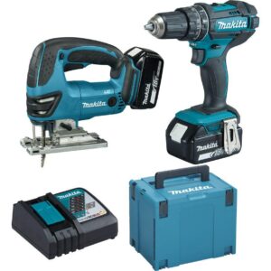 MAKITA DLX2134TJ Cordless Jigsaw and Combi Drill Set with 2 Batteries