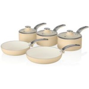 Swan Retro 5-piece Non-stick Pan Set - Cream