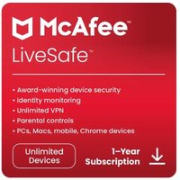 MCAFEE LiveSafe Premium Plus - 1 year for unlimited devices (download)