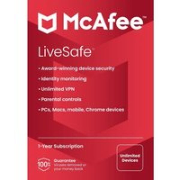 MCAFEE LiveSafe - 1 year for unlimited devices