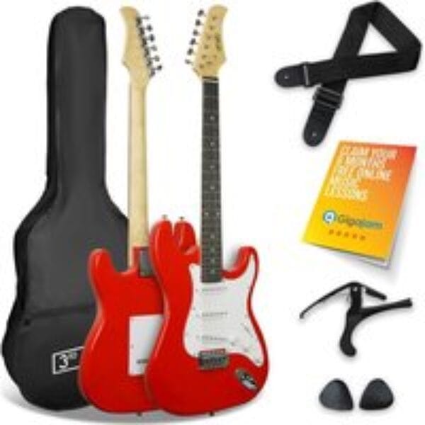 3RD AVENUE Full Size 4/4 Electric Guitar Starter Bundle - Red