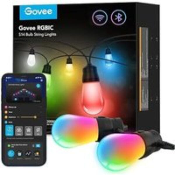 GOVEE RGBIC S14 Smart LED Outdoor String Lights - Black