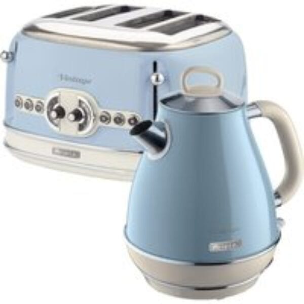 ARIETE Vintage ARPK21 4-Slice Toaster & Jug Kettle Bundle - Blue