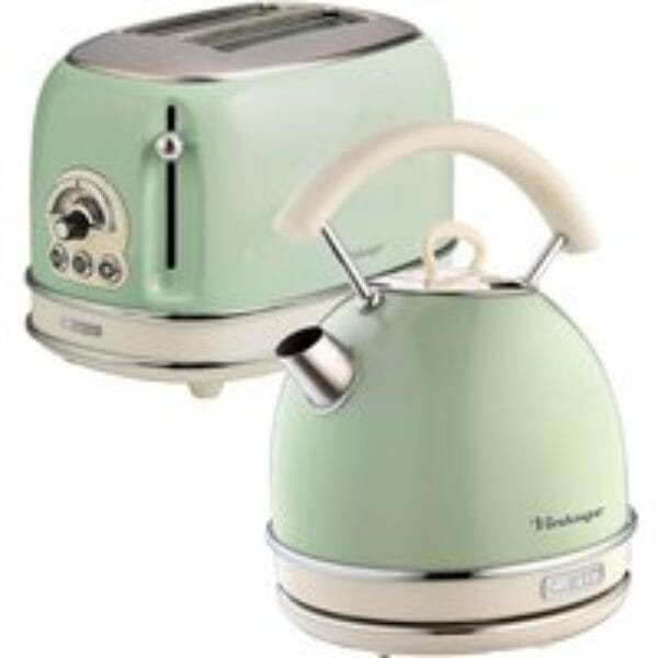 ARIETE Vintage ARPK11 2-Slice Toaster & Traditional Kettle Bundle - Green