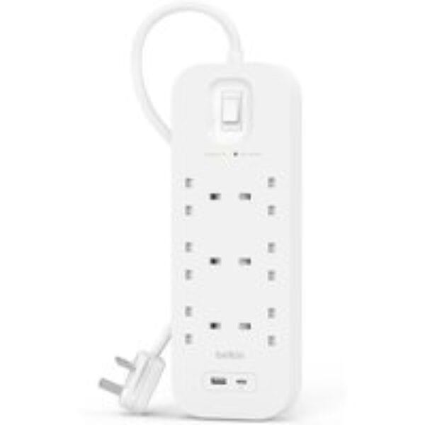 BELKIN SRB002af2M Surge Protected 6-Socket Extension Lead with USB - 2 m