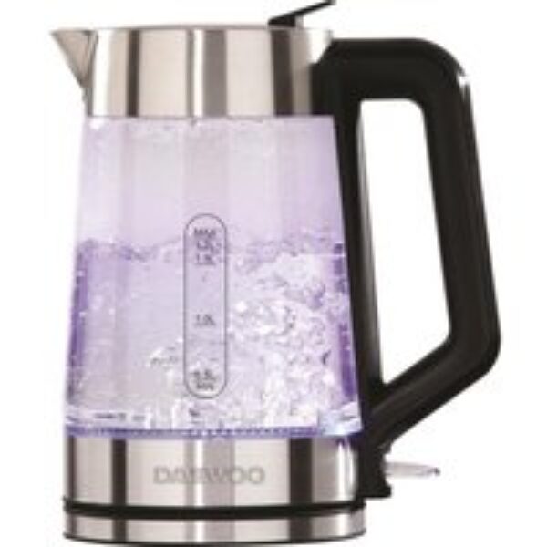 DAEWOO SDA2102 Easy Fill Glass Jug Kettle - Silver