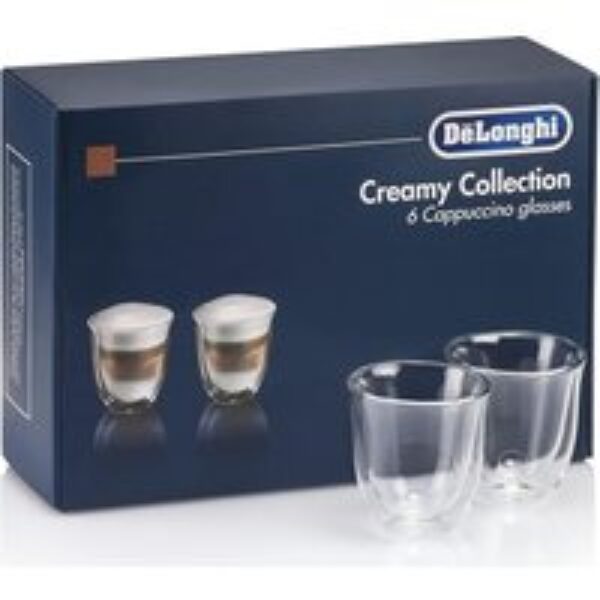 DELONGHI Creamy Collection DLKC301 Double Wall Cappuccino Glasses - Pack of 6