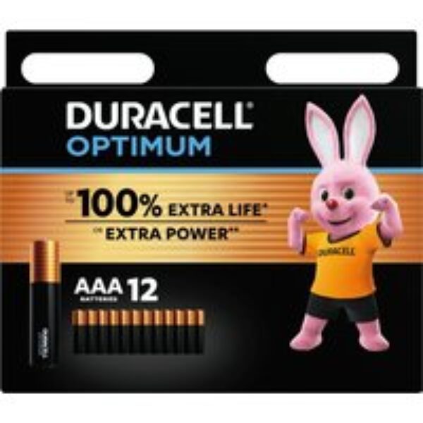 DURACELL Optimum AAA Alkaline Batteries - Pack of 12