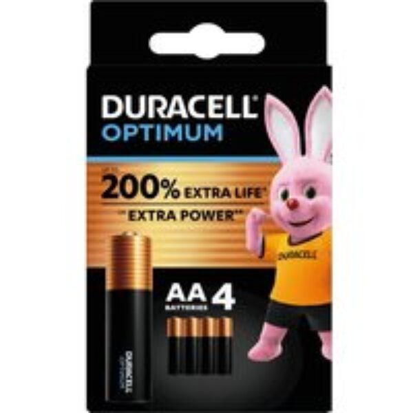 DURACELL Optimum AA Alkaline Batteries - Pack of 4