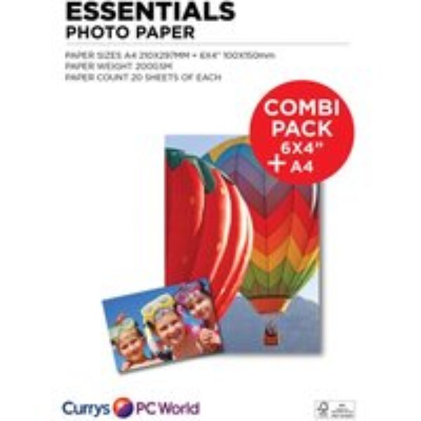 ESSENTIALS A4 / 100 x 150 mm Photo Paper Combi Pack - 40 Sheets