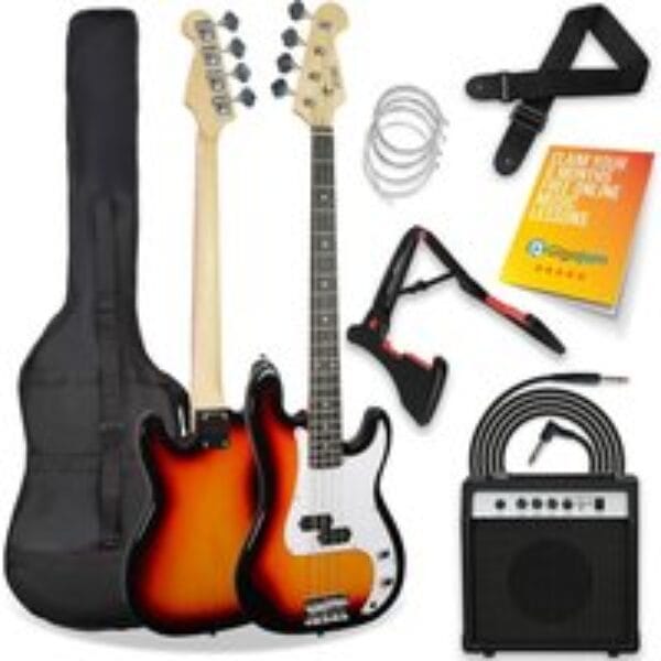 3RD AVENUE Full Size 4/4 Electric Bass Guitar Bundle - Sunburst