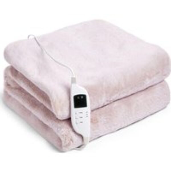 SILENTNIGHT Luxury Faux Fur Heated Throw Electric Blanket - Mink