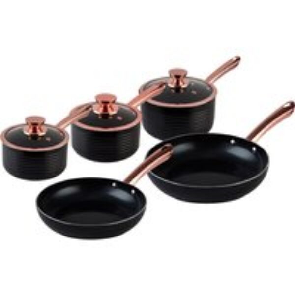 TOWER Linear T800140RB 5-piece Non-stick Pan Set - Black & Rose Gold