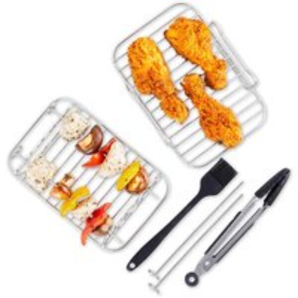 TOWER T843096 8-piece Air Fryer Accessories Set - Silver & Black