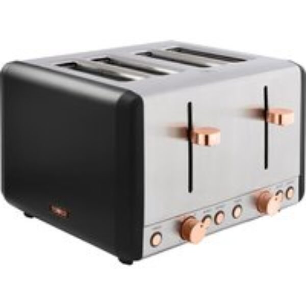 TOWER Cavaletto T20051RG 4-Slice Toaster - Black & Rose Gold