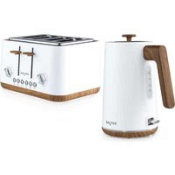 SALTER COMBO-9134 Toronto Jug Kettle & 4-Slice Toaster Bundle - Matt White