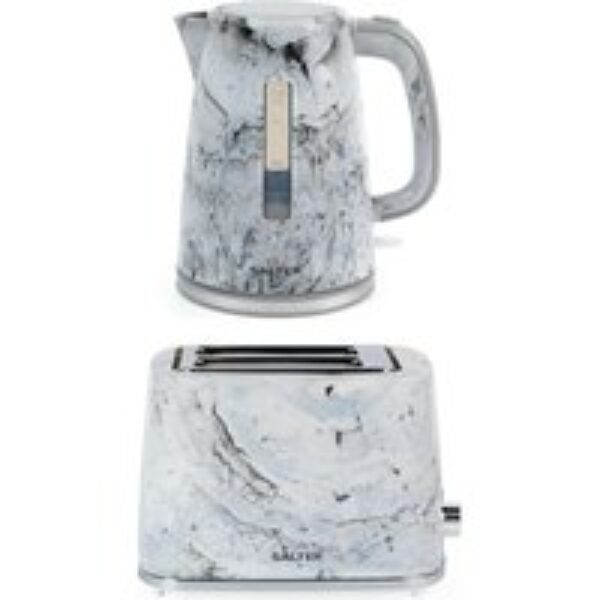 SALTER COMBO-9353 Marble Jug Kettle & 2-Slice Toaster Bundle - White