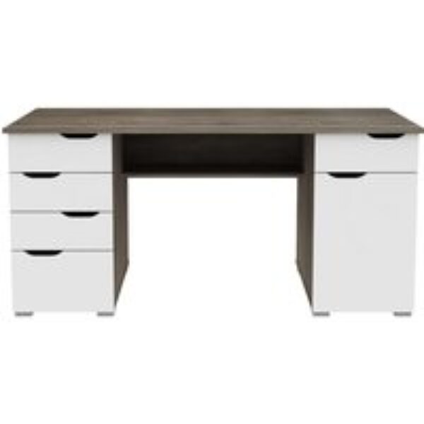 ALPHASON Kentucky Desk - White & Dark Oak