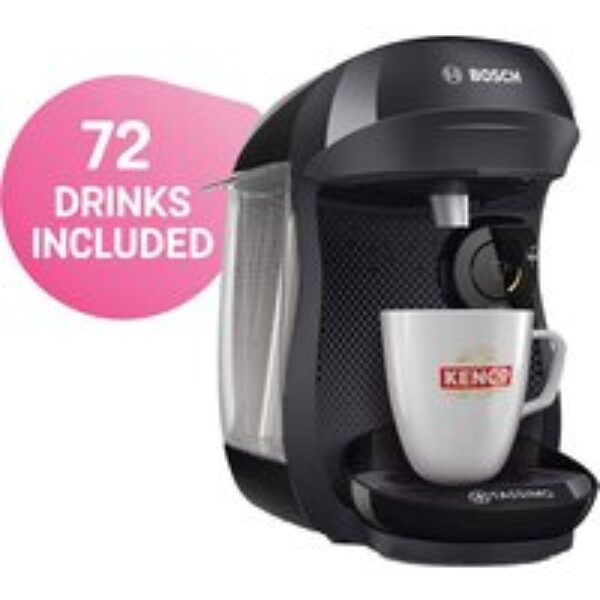 TASSIMO by Bosch Happy TAS1002GB7 Coffee Machine with Kenco & Cadbury drink starter bundle -  Black