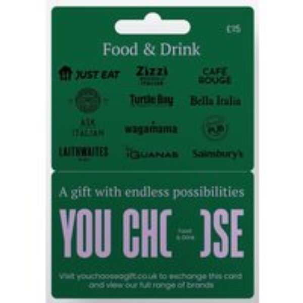 YOU CHOOSE Food & Drinks Gift Card - £15