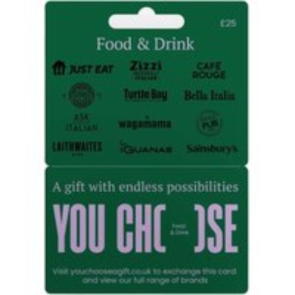 YOU CHOOSE Food & Drinks Gift Card - £25