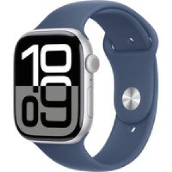 APPLE Watch Series 10 Cellular - 46 mm Silver Aluminium Case with Denim Sport Band